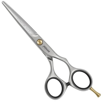 Tesoura de corte metálica com texto COMFORT SLICE e JAGUAR