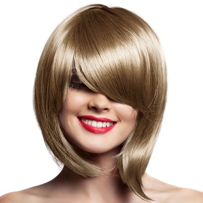 Peruca loira feminina com franjas longas e cabelo liso