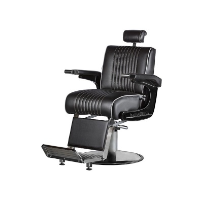 Cadeira de barbear preta com apoios e encosto ajustável