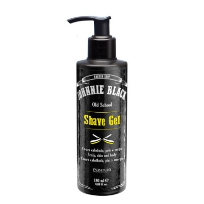 Frasco preto de gel de barbear JOHNNIE BLACK com doseador