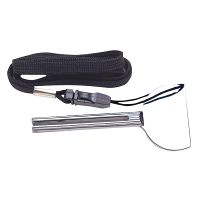 Pulseira metálica prateada com suporte para telemóvel e cordão preto com fecho plástico