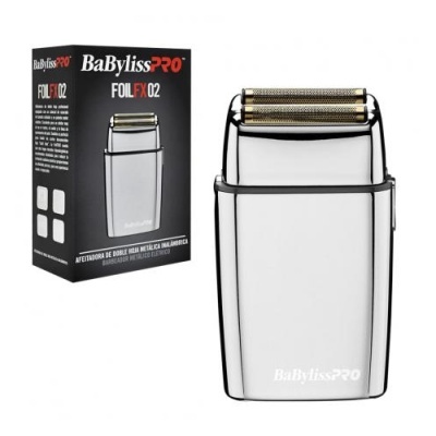 Aparelho de barbear elétrico BaBylissPRO FOIL FX02 prateado junto à embalagem preta