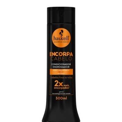 Frasco preto de condicionador Haskell Encorpa Cabelo 300ml