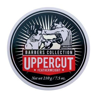 Embalagem redonda de pomada para cabelo Uppercut com design de boxe