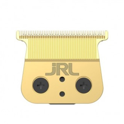 Cabeça de corte dourada para máquina de cortar cabelo com o logotipo JRL