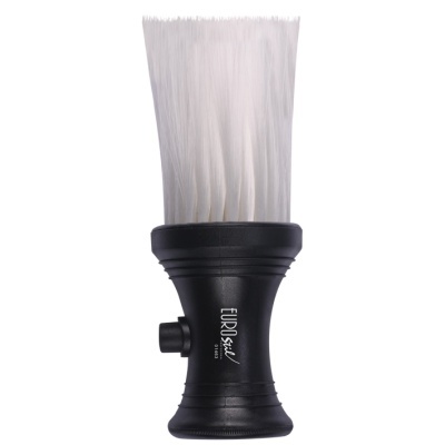 Pincel de barbear com cerdas brancas e cabo preto com texto EURO Style