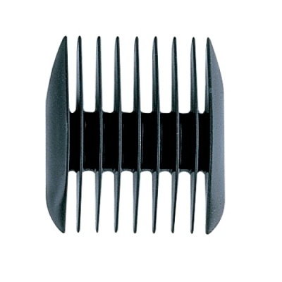 Pente de máquina de cabelo preto com dentes largos e lados arredondados