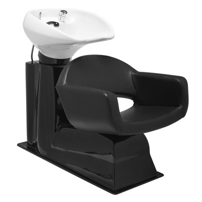 Cadeira de lavagem cabelo preta com lava-cabeças branco