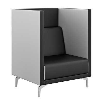 Poltrona de escritório cinzento claro e preto com pernas metálicas