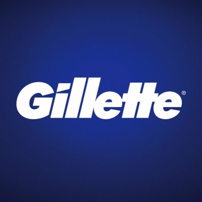Logotipo Gillette em branco sobre fundo azul escuro