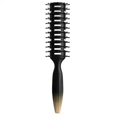 Escova de cabelo preta com cerdas espaçadas e cabo ergonómico