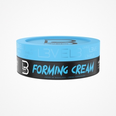 Creme modelador L3VEL Forming Cream em embalagem redonda azul e preta