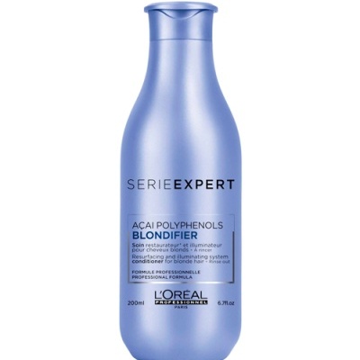 Frasco azul metálico L'Oréal Série Expert Acai Polyphenols Blondifier