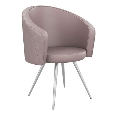 cadeira lilás com estrutura metálica e assento estofado