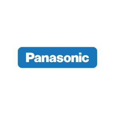 Logótipo Panasonic em fundo azul com texto branco.