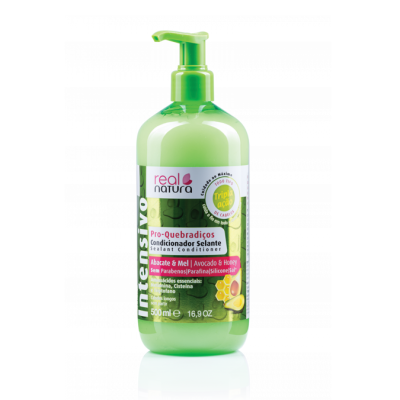 Condicionador selante Real Natura Pro-Quebradiços 500ml com tampa de bomba verde