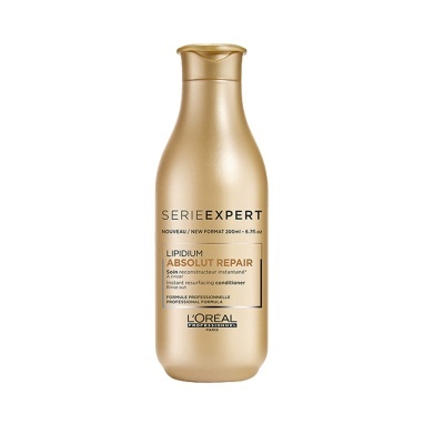 Frasco dourado de condicionador L'Oréal Série Expert