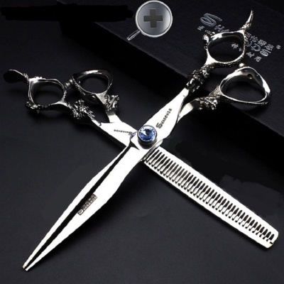 Conjunto de tesouras profissionais decorativas para cabelo em aço inoxidável