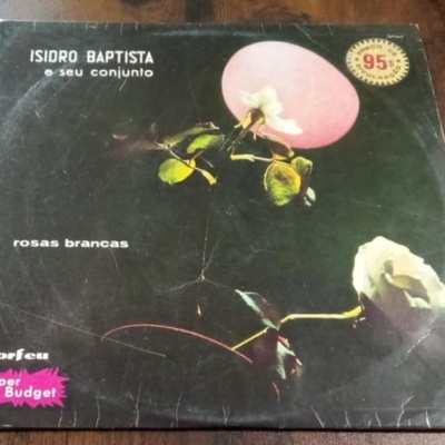 Capa de disco em vinil do álbum rosas brancas com rosa branca e texto de artista e etiquetas