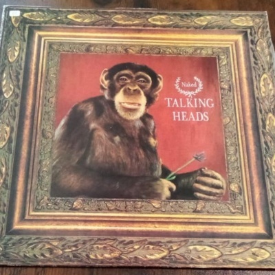 Capa de disco vinil com imagem de macaco e moldura decorativa