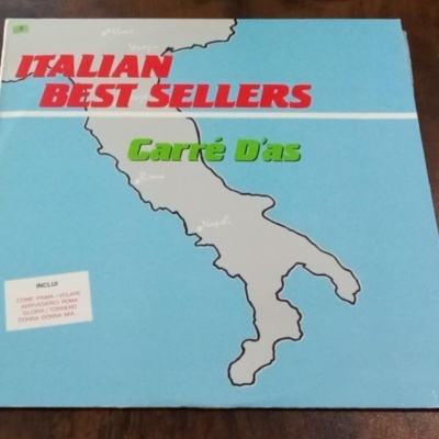 Capa de disco vinyl azul claro com mapa da Itália e texto em vermelho e verde