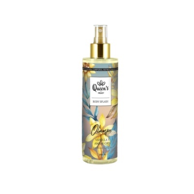 Frasco spray de perfume corporal floral com tampa dourada