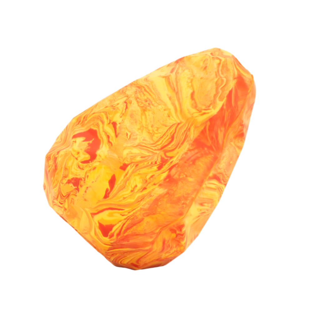 GNAWT-A-CONE™ TOY - Salamander Orange Pedra polida laranja e amarelo com padrões marmoreados