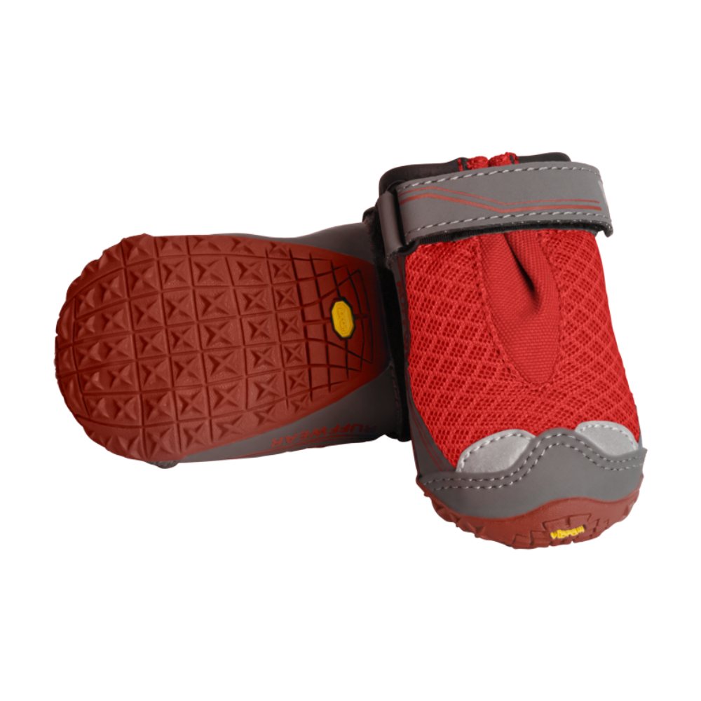GRIP TREX™ SHOES - Red Sumac Sapatilhas vermelhas para cães com sola castanha e fecho de velcro cinza