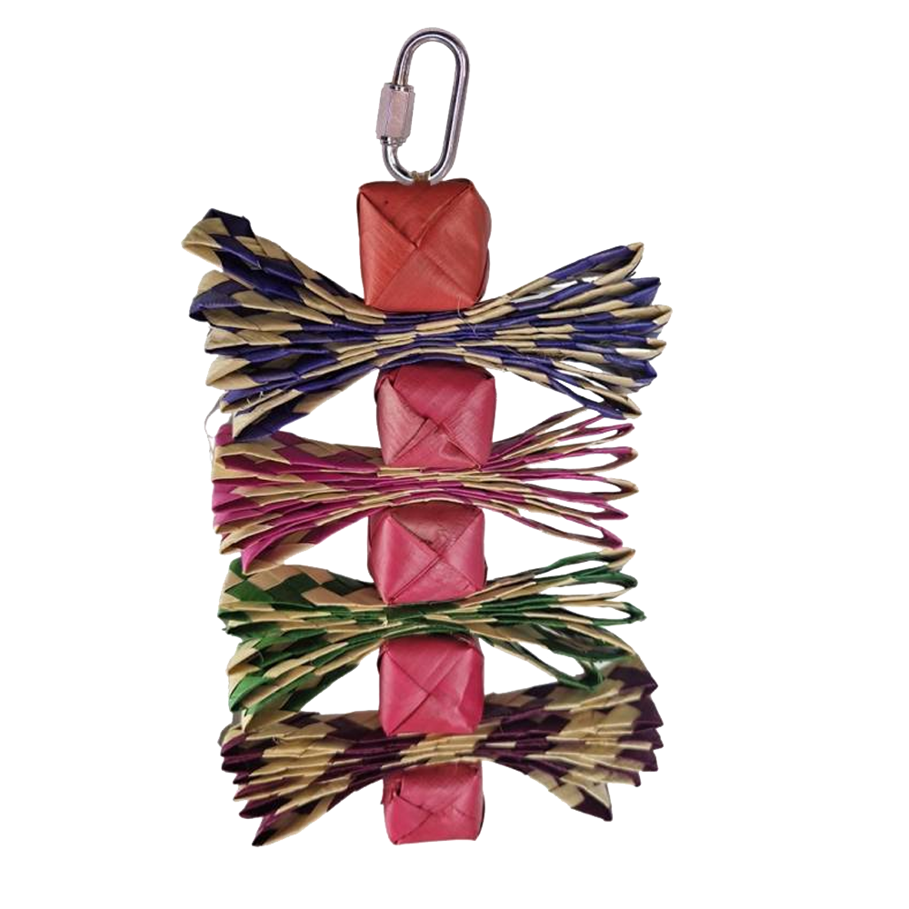 Palmleaf Tower Chaveiro decorativo colorido com tecido trançado e galhos artificiais com mosquetão