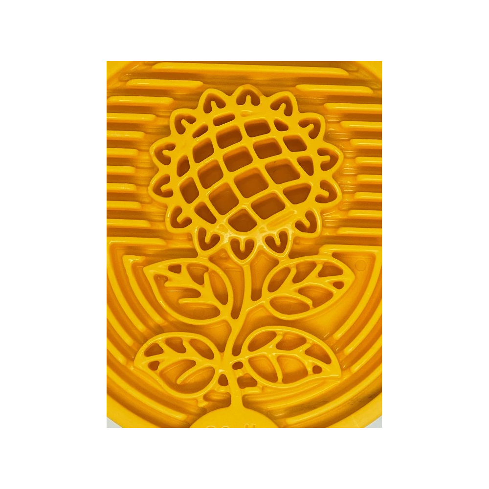 Earth - Brinquedo durável de enriquecimento de nylon eCoin -Sodapup Tapete de borracha amarelo com desenho em relevo de girassol e linhas