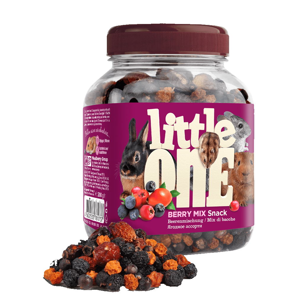 Mix de bagas desidratadas - Little One Pote de snack para pequenos animais Little One Berry Mix com frutos vermelhos secos