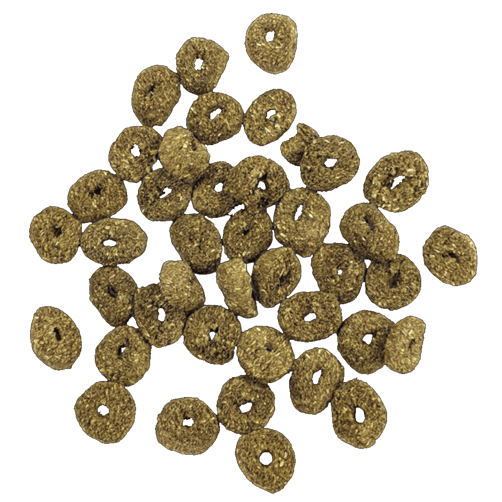 Oxbow Hamsters e Gerbos Anéis castanhos granulados dispersos sobre fundo preto