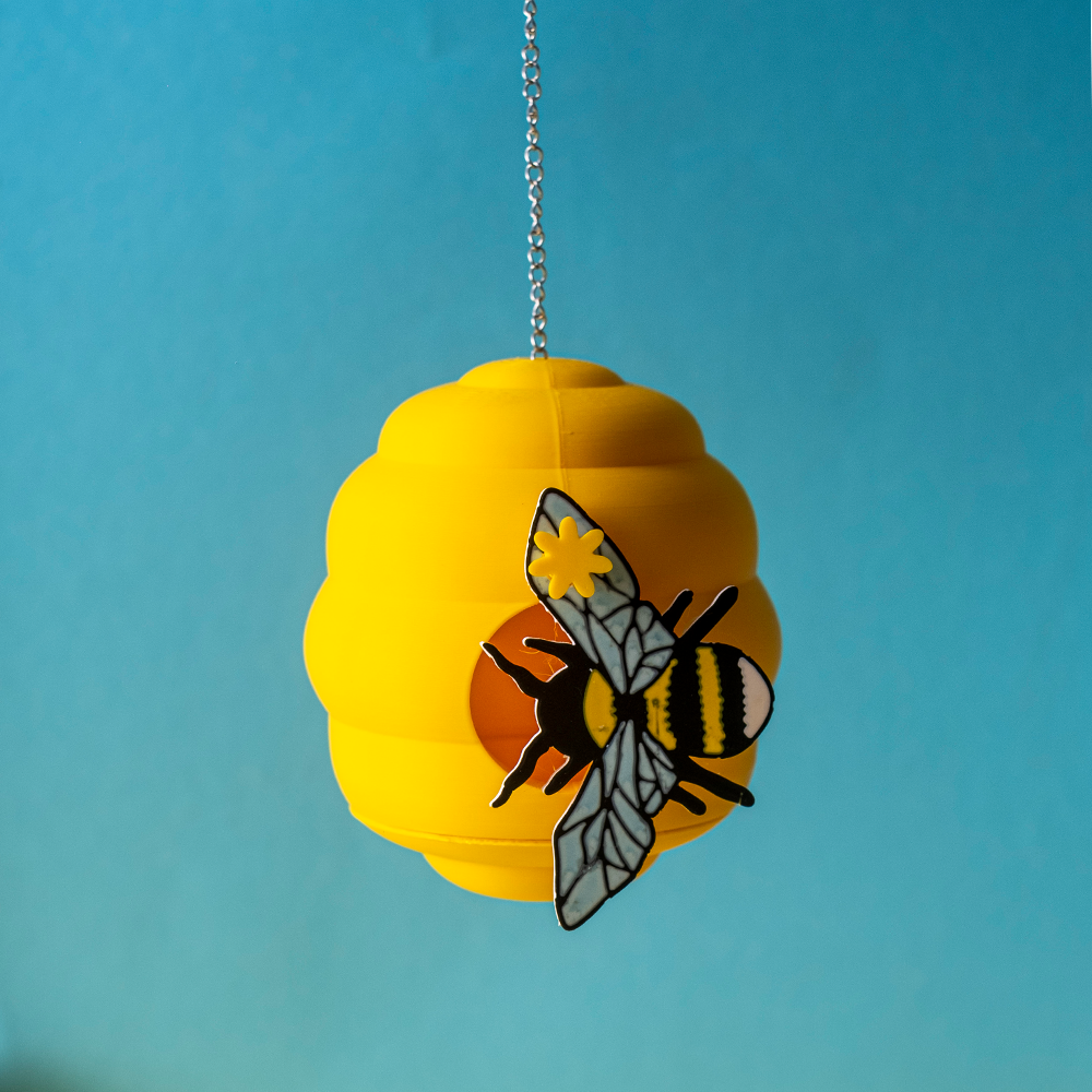 Colmeia de Abelhas (bee hive) foraging toy Colmeia amarela pendurada com abelha decorativa