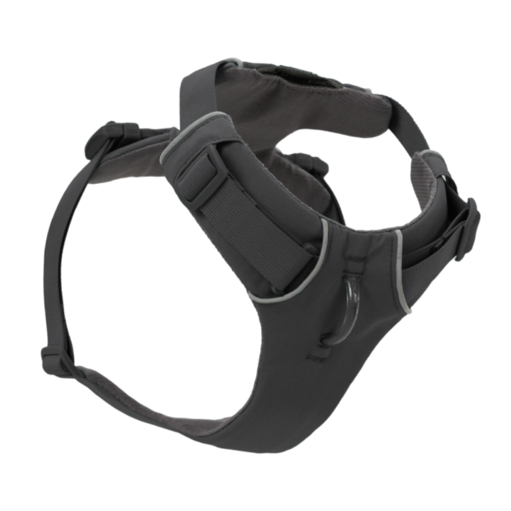 Front Range® Dog Harness - Basalt Gray - Ruffwear Arnês cinzento escuro para animais com ajustes e anel metálico
