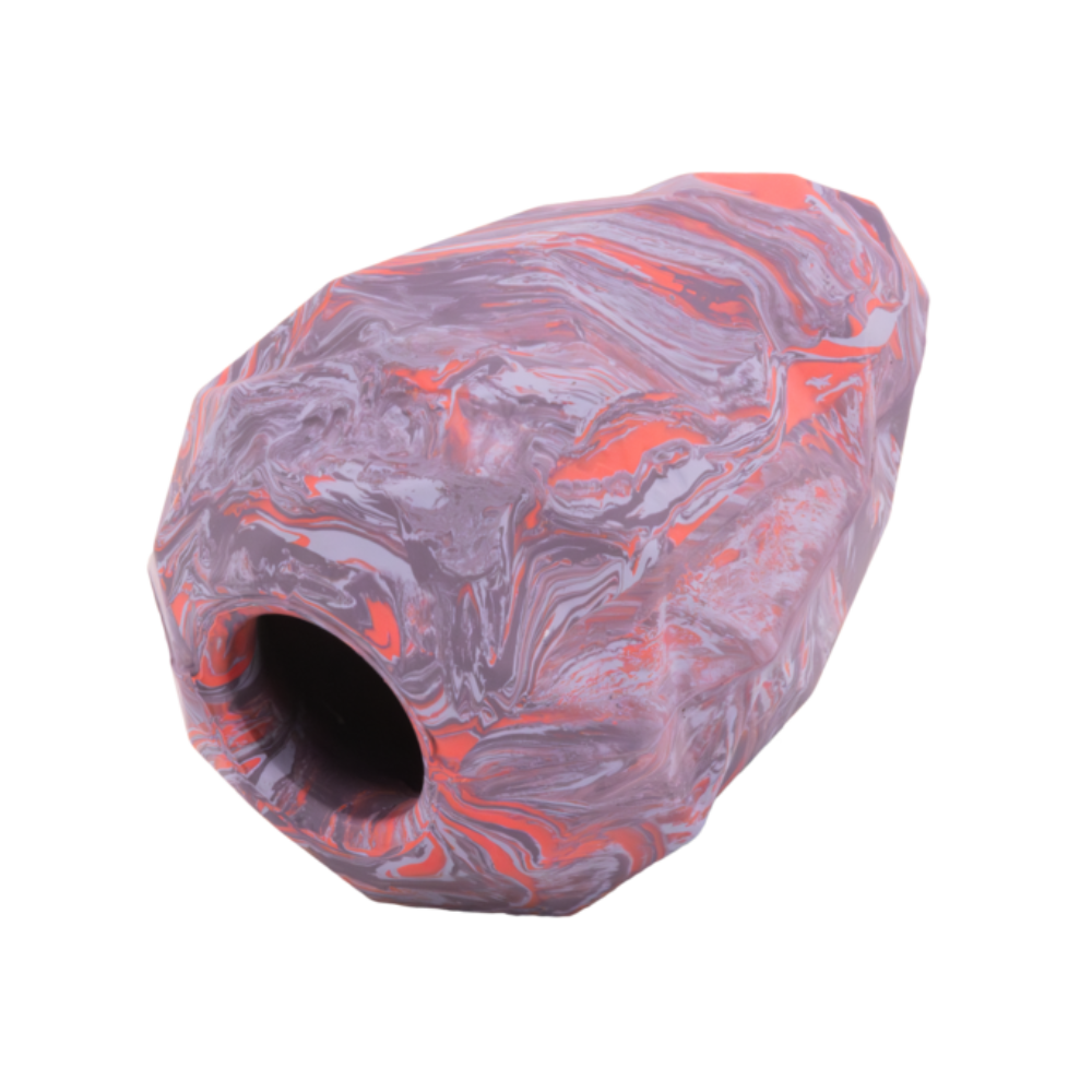 GNAWT-A-CONE™ TOY - Purple Orchid Objeto oco marmoreado laranja e cinza facetado com abertura circular