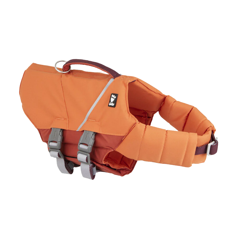 Life Savior ECO Life Vest - Laranja Colete salva-vidas para cães laranja e castanho com fivelas e alça
