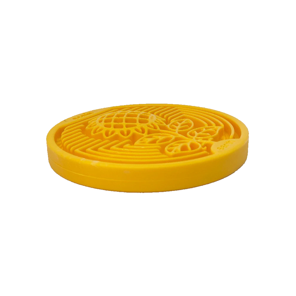 Earth - Brinquedo durável de enriquecimento de nylon eCoin -Sodapup Suporte redondo amarelo de silicone com padrão floral em relevo
