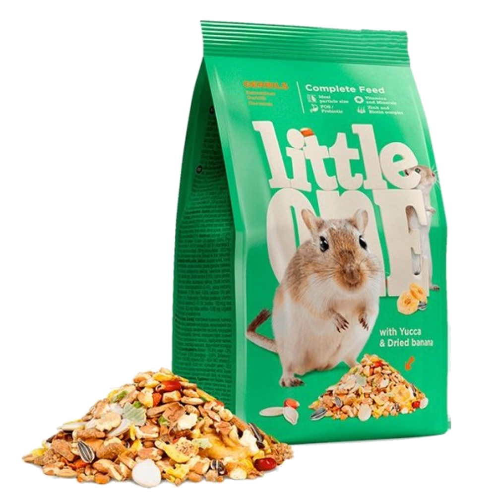 Little One - Gerbos saco verde de alimento para roedores Little One com mistura de sementes e frutos secos
