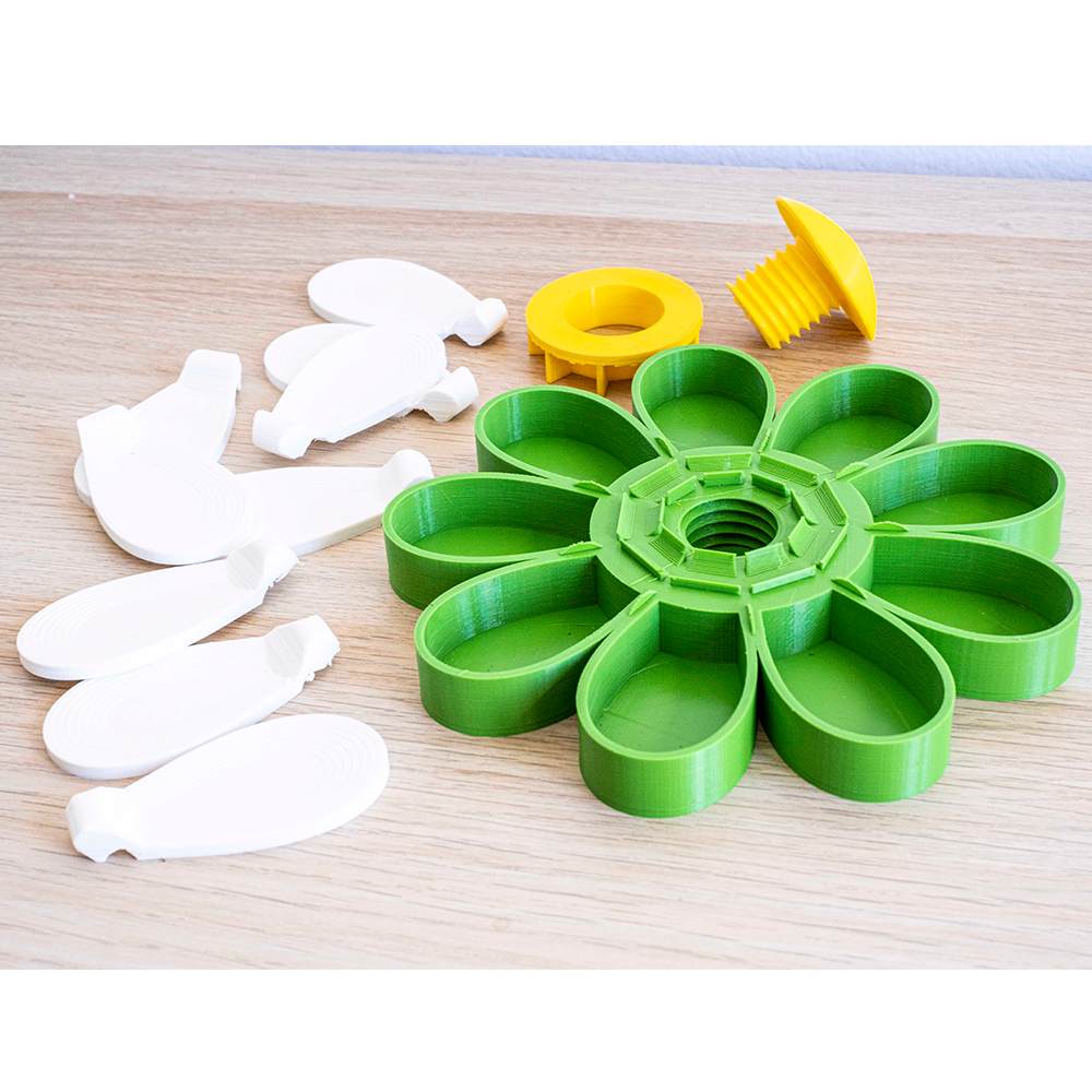 Foraging Flower peças plásticas coloridas para montagem sobre mesa de madeira