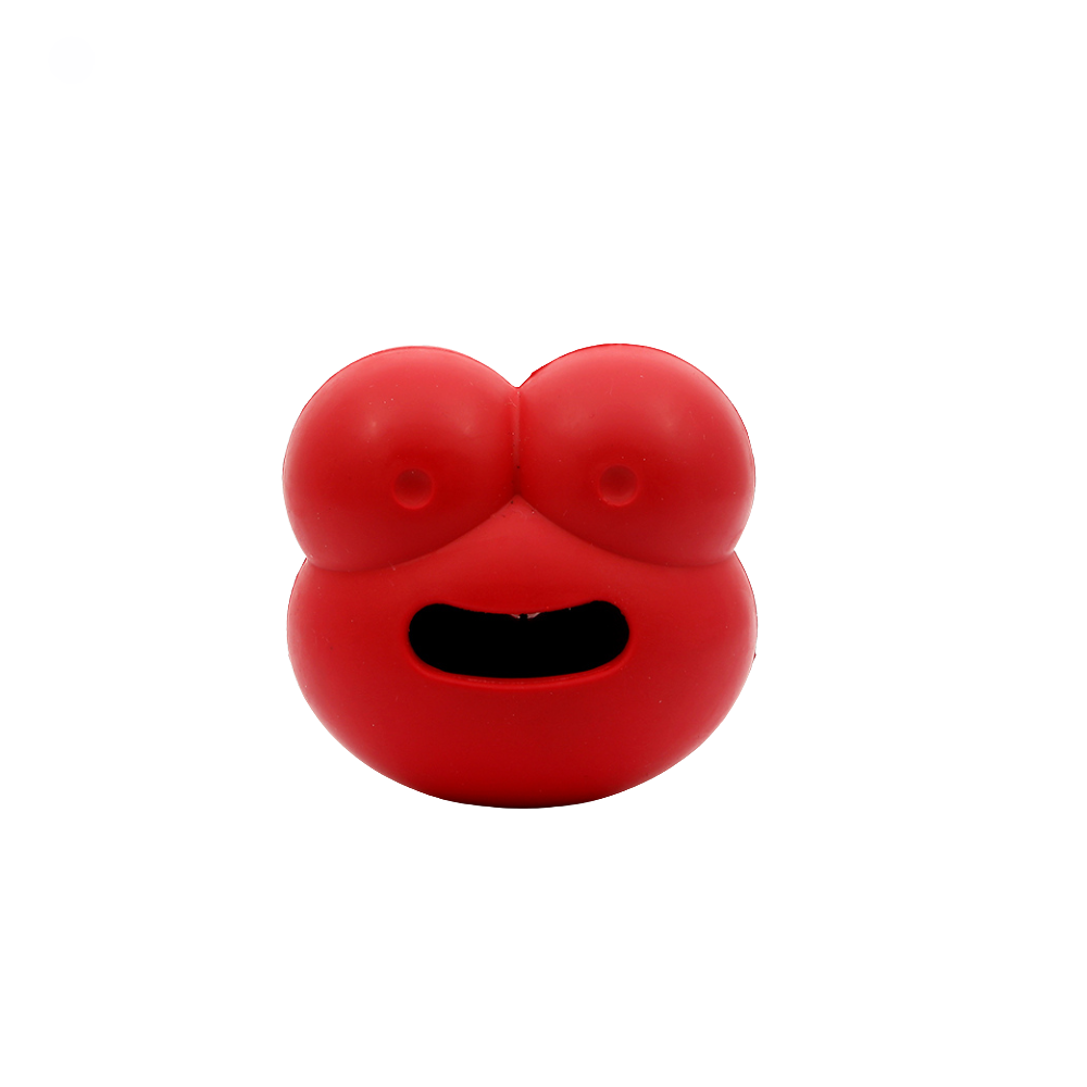 Frogg 'Robert' Vermelho - Dispensador de snacks Objeto vermelho de borracha com duas protuberâncias arredondadas e uma abertura