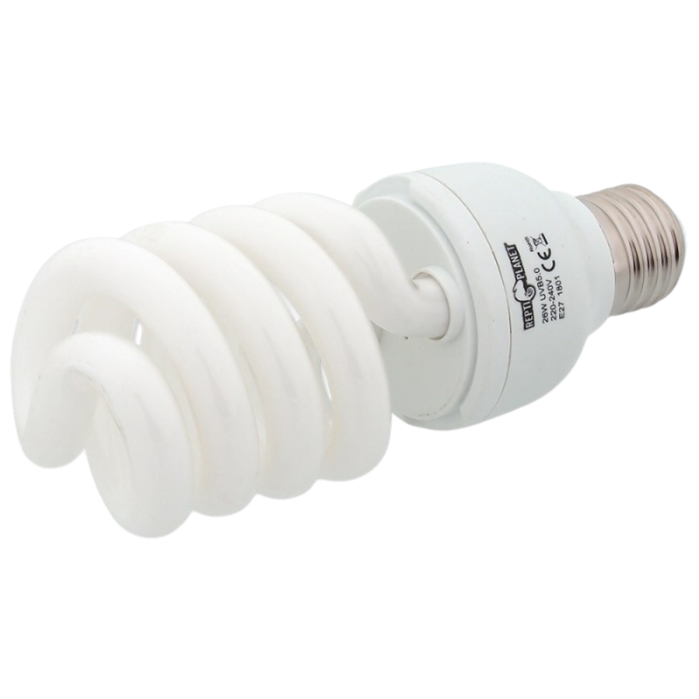Lâmpada Compacta UVB 5.0 – Repti Planet Lâmpada fluorescente compacta espiral branca com base metálica