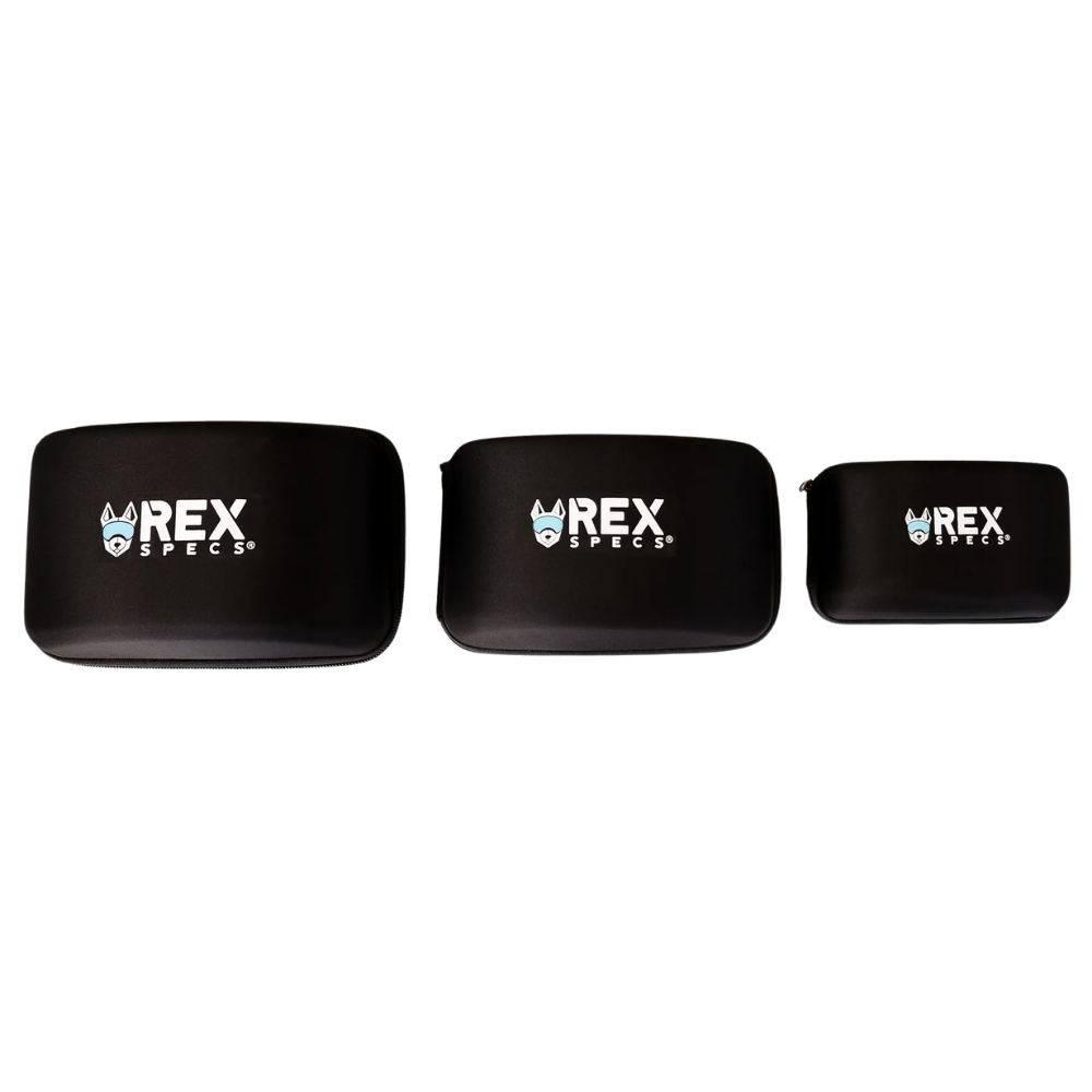 Rex Specs - Estojo protector - Hard Goggle Case Três estojos de óculos pretos com logotipo REX SPECS
