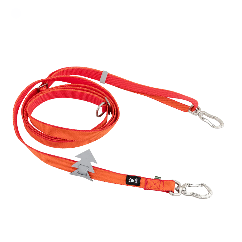 Multilong Leash II - Strawberry - Hurtta Trela para cão de nylon vermelho e laranja com gancho metálico
