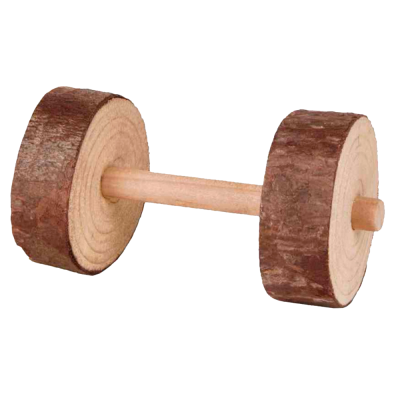 Halteres de madeira com textura natural e superfície lisa