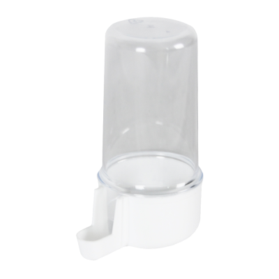 Dispensador de água para animais em plástico transparente e branco