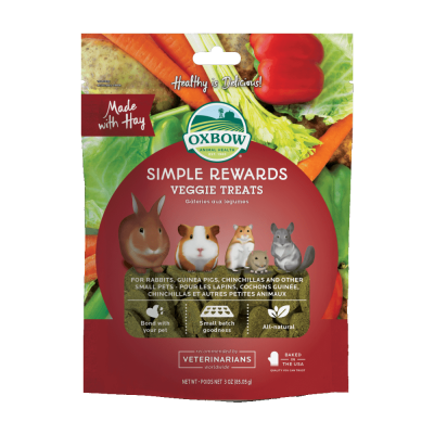 Embalagem de guloseimas para pequenos animais com ilustrações e texto