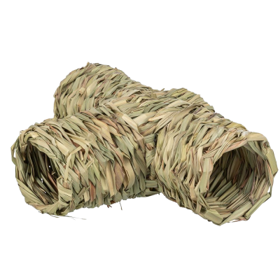 Túnel para animais de estimação em palha natural trançada