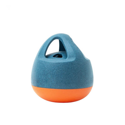 Produto esférico azul e laranja com alça superior