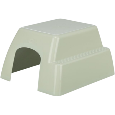 Escadote branco de plástico com abertura central para passagem