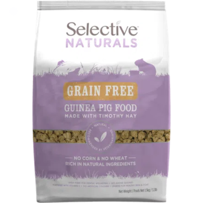 Pacote branco e lilás de ração para porquinho-da-índia Grain Free Selective Naturals
